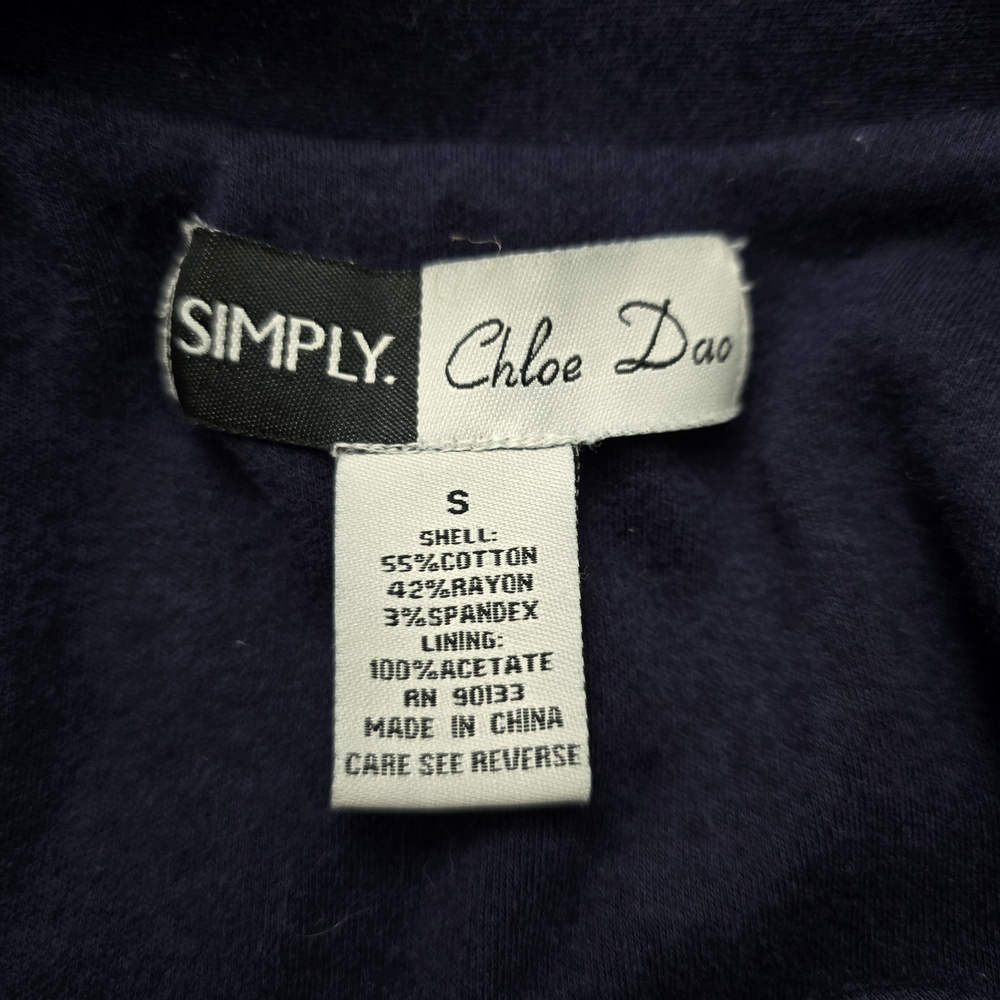 Simply Chloe Dao Navy Double-Breasted Peplum Trench Sweater Jacket. EUC Cute!! - Picture 5 of 5